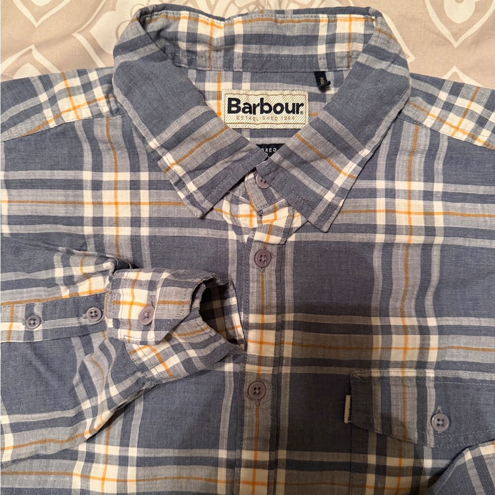 Barbour Blue and Yellow Plaid Casual Shirt
